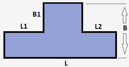 Gebäude mit T-Form.